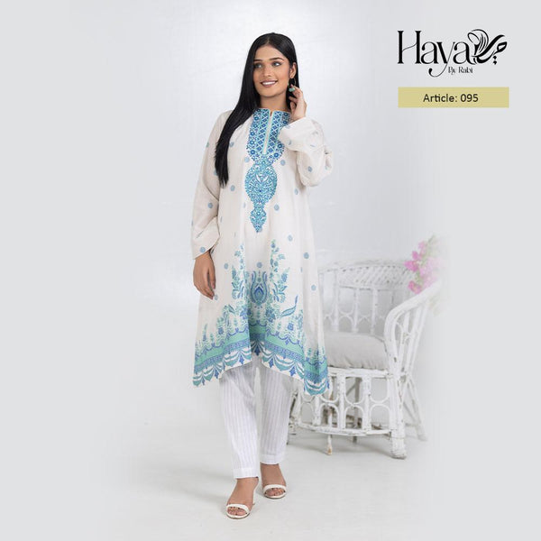 Off-White Kurti Blue Embroidery