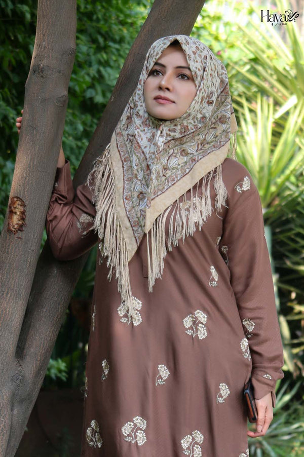 2 Pc Embroidered Brown